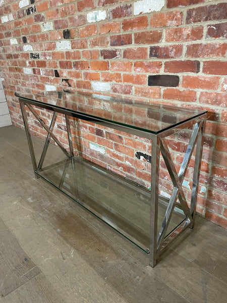 Manhattan 130 Rectangular Console Table - Metal & Glass