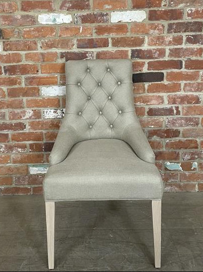 Henley Dining Chair - Heavyweight Linen Millet - Pale Oak