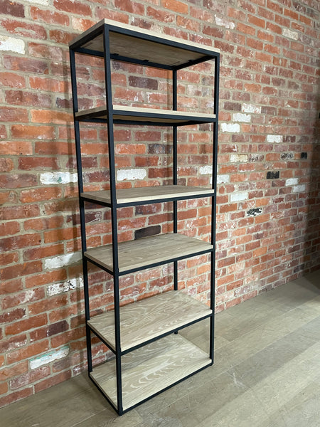 Carter 70 Bookcase - Black Steel & Dark Vintage Oak