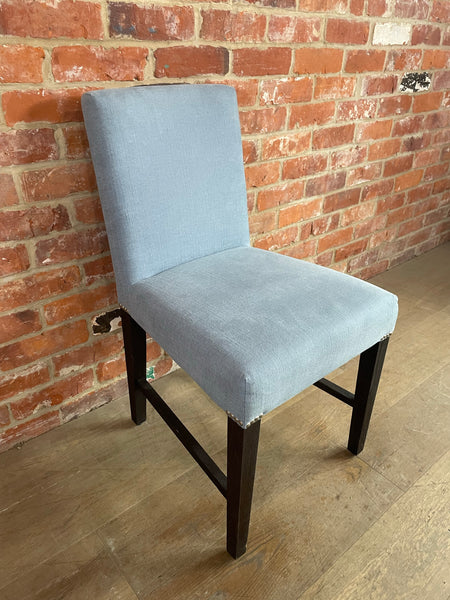 Shoreditch Dining Chair - Linara Flax Blue - Darkened Oak