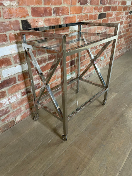 Manhattan 65 Rectangular Drinks Trolley - Metal & Glass