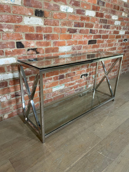 Manhattan 130 Rectangular Console Table - Metal & Glass