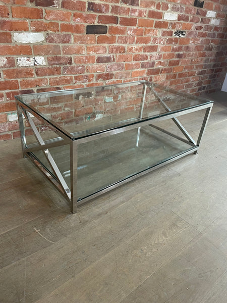 Manhattan 120 Rectangular Coffee Table - Metal & Glass