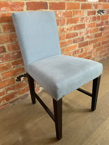 Shoreditch Dining Chair - Linara Flax Blue - Darkened Oak
