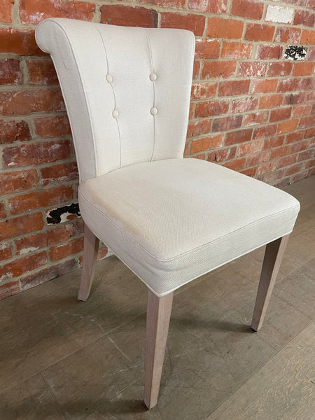 Calverston Dining Chair - Heavyweight Linen Pale Oat - Pale Oak