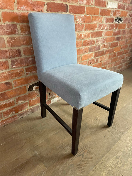 Shoreditch Dining Chair - Linara Flax Blue - Darkened Oak