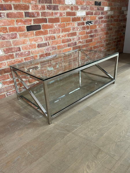 Manhattan 120 Rectangular Coffee Table - Metal & Glass