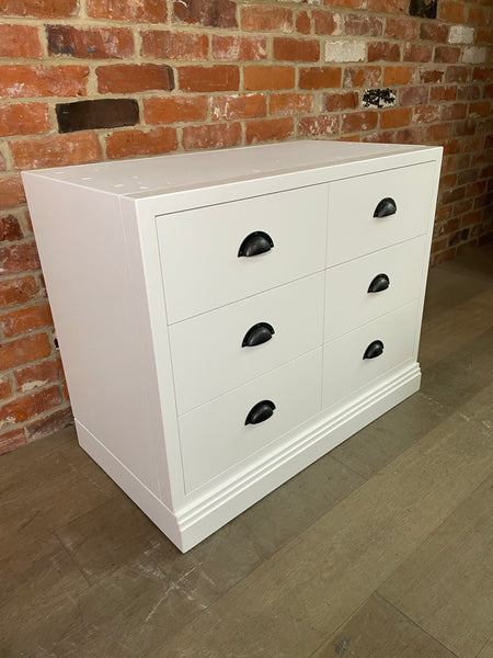 Chawton Single 6 Drawer Base Cabinet - Snow