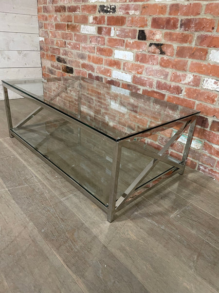 Manhattan 120 Rectangular Coffee Table - Metal & Glass