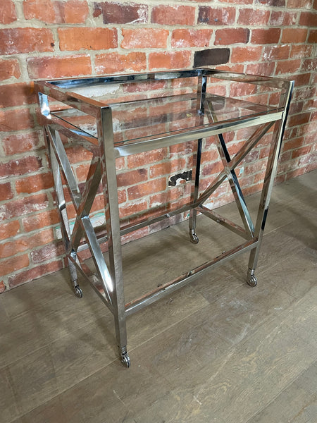 Manhattan 65 Rectangular Drinks Trolley - Metal & Glass- No Shelf