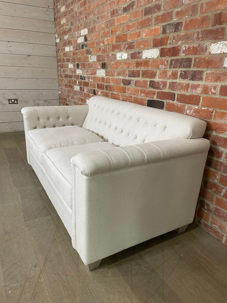 Lottie 2 Seater Sofa - Heavyweight Linen Pale Oat - Pale Oak Legs