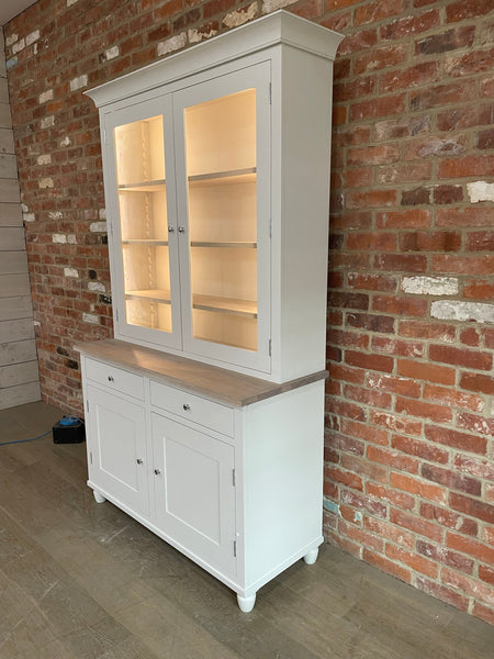 Suffolk 4ft Contemporary Glazed Dresser - Silver Birch