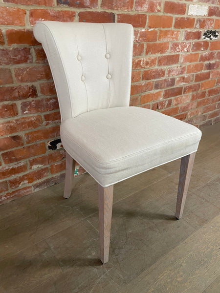 Calverston Dining Chair - Heavyweight Linen Pale Oat - Pale Oak