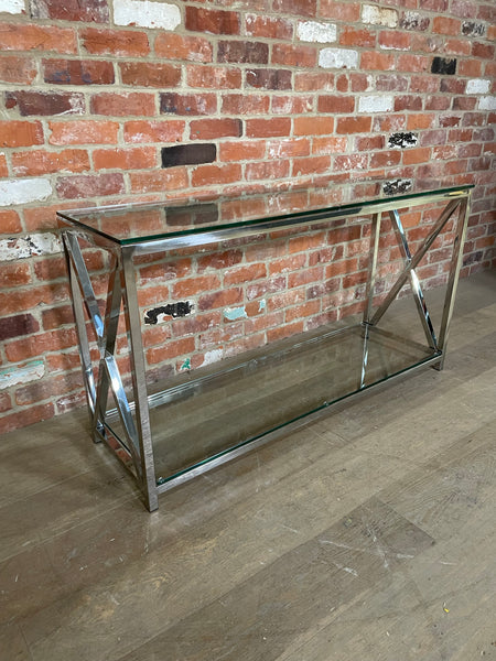 Manhattan 130 Rectangular Console Table - Metal & Glass