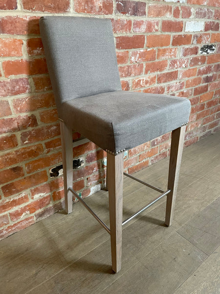 Shoreditch High Back Bar Stool - Hugo Spelt - Pale Oak Legs