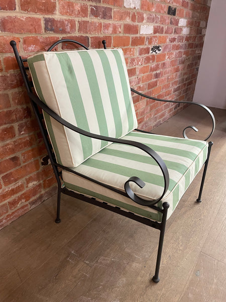 Cheltenham Sofa Armchair with Green Striped Cushions Set