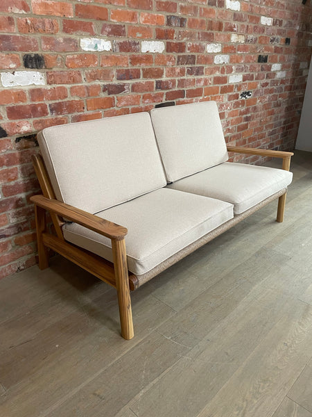Kew 2 Seat Sofa with Natural Woven Cushions - Teak