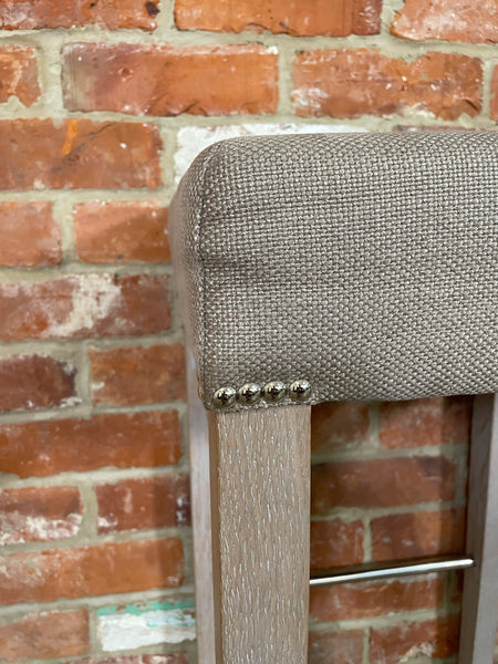 Shoreditch Bar Stool - Heavyweight Linen Spelt - Pale Oak Legs