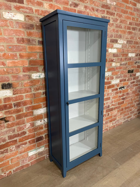 Shepton Glazed Cabinet - Teal Exterior, Lily Interior - Right Opening