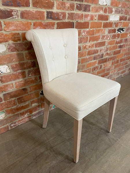 Calverston Dining Chair - Heavyweight Linen Pale Oat - Pale Oak