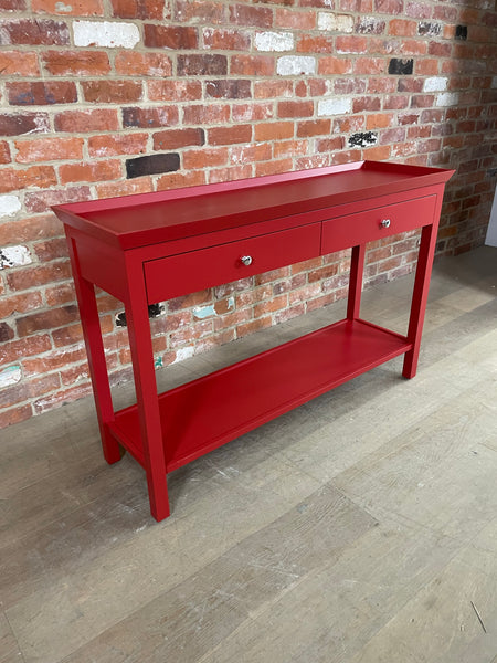 Aldwych 122 Rectangular Console Table - Burnham Red Exterior, Rhubarb Interior