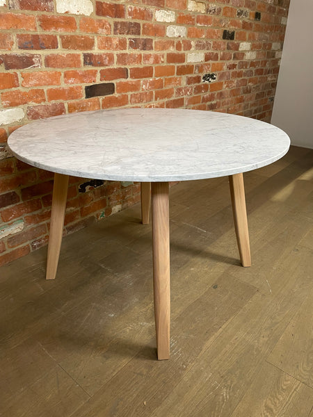 Wycombe 4 Seater Round Table, Marble Top & Wooden Legs