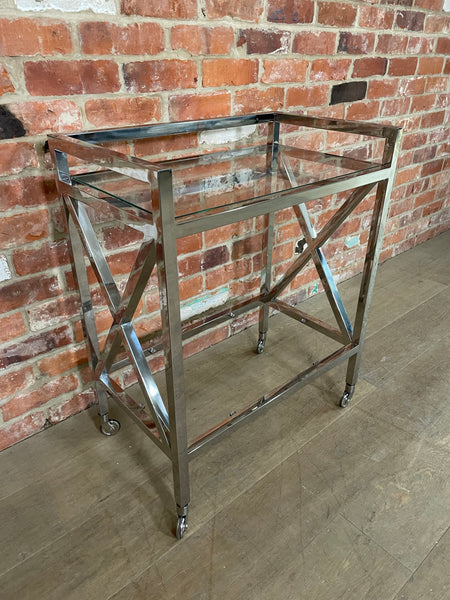 Manhattan 65 Rectangular Drinks Trolley - Metal & Glass- No Shelf