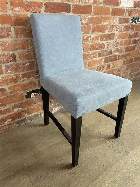 Shoreditch Dining Chair - Linara Flax Blue - Darkened Oak