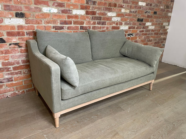 Eliza 2 Seater Sofa - Signature Linen Moss - Natural Oak Legs