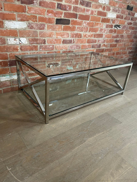 Manhattan 120 Rectangular Coffee Table - Metal & Glass