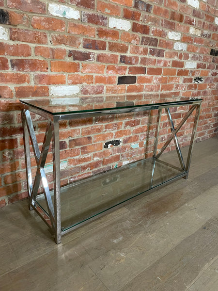 Manhattan 130 Rectangular Console Table - Metal & Glass