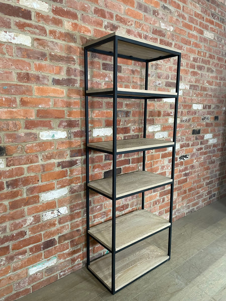 Carter 70 Bookcase - Black Steel & Dark Vintage Oak