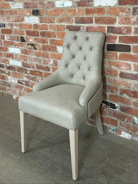 Henley Dining Chair - Heavyweight Linen Millet - Pale Oak