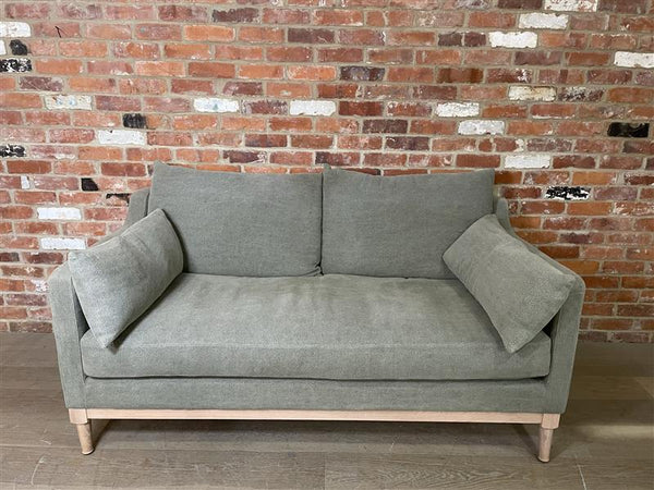 Eliza 2 Seater Sofa - Signature Linen Moss - Natural Oak Legs