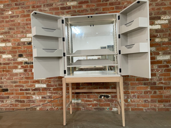 Ardingly Cabinet in Driftwood with Mirror and Marble
