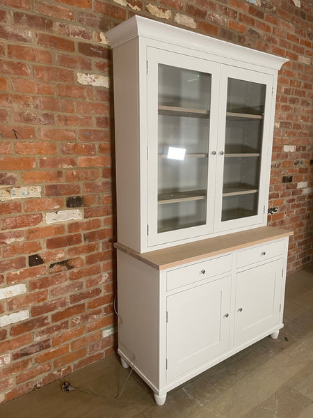 Suffolk 4ft Contemporary Glazed Dresser - Silver Birch- No Lighting