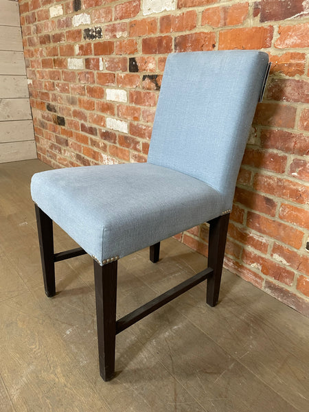 Shoreditch Dining Chair - Linara Flax Blue- Darkened Oak