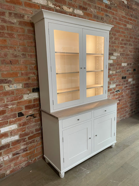 Suffolk 4ft Contemporary Glazed Dresser - Silver Birch