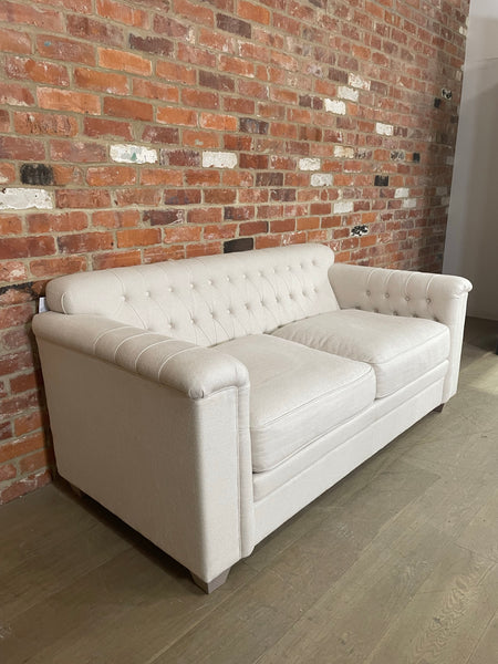 Lottie 2 Seater Sofa - Heavyweight Linen Pale Oat - Pale Oak Legs