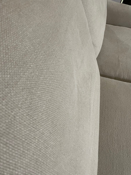 Eva 2 Seater Sofa - Heavyweight Linen Millet - Pale Oak Legs