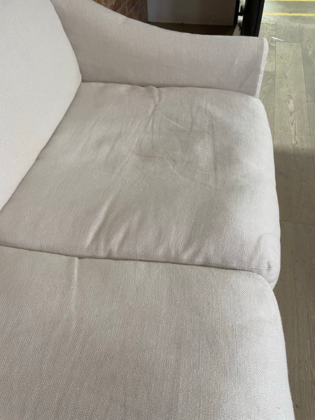 Long Island 2 Seater Sofa - Heavyweight Linen Pale Oat - Natural Oak Legs Set