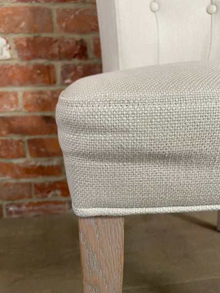 Calverston Dining Chair - Heavyweight Linen Pale Oat - Pale Oak