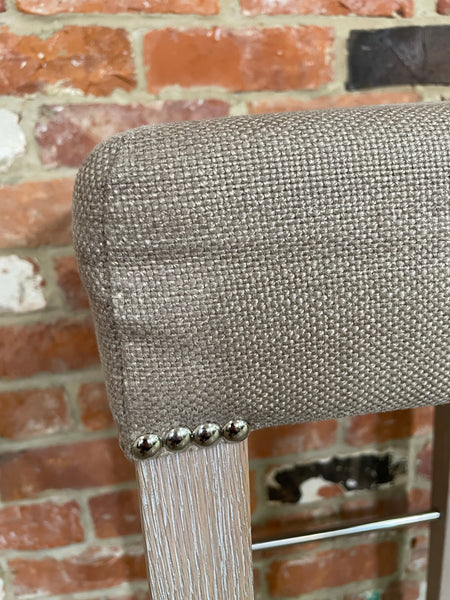 Shoreditch Bar Stool - Heavyweight Linen Spelt - Pale Oak Legs