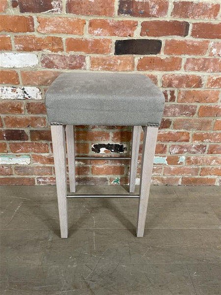 Shoreditch Bar Stool Heavyweight Linen Spelt - Natural Oak