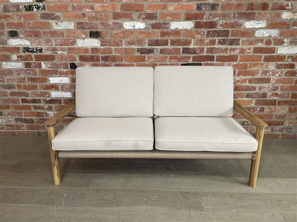 Kew 2 Seat Sofa with Natural Woven Cushions - Teak