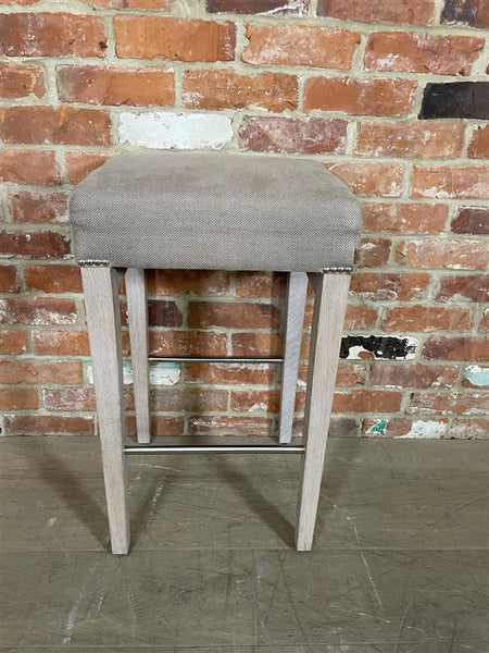 Shoreditch Bar Stool - Heavyweight Linen Spelt - Pale Oak Legs