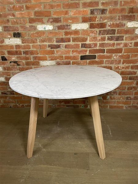 Wycombe 4 Seater Round Table, Marble Top & Wooden Legs