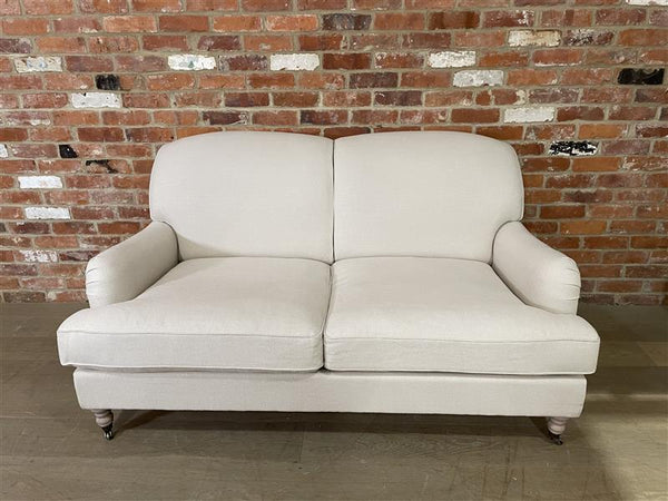 Olivia 2 Seater Sofa - Heavyweight Linen Pale Oat - Natural Oak Legs