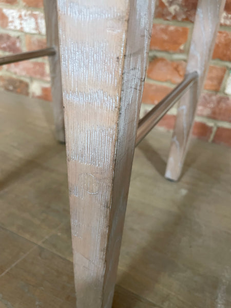 Shoreditch Bar Stool - Heavyweight Linen Spelt - Pale Oak Legs
