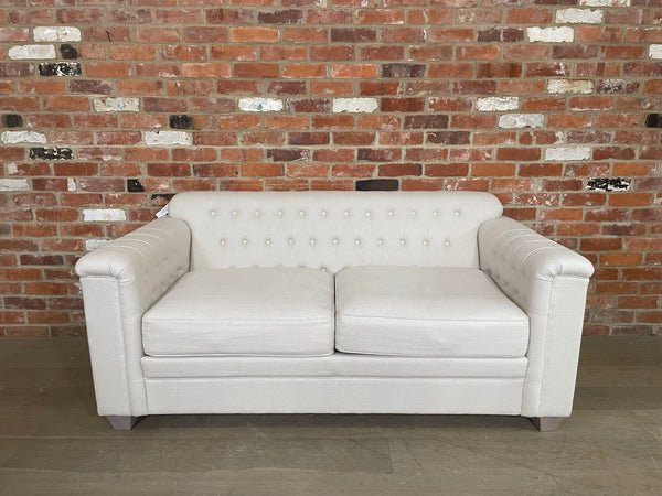 Lottie 2 Seater Sofa - Heavyweight Linen Pale Oat - Pale Oak Legs